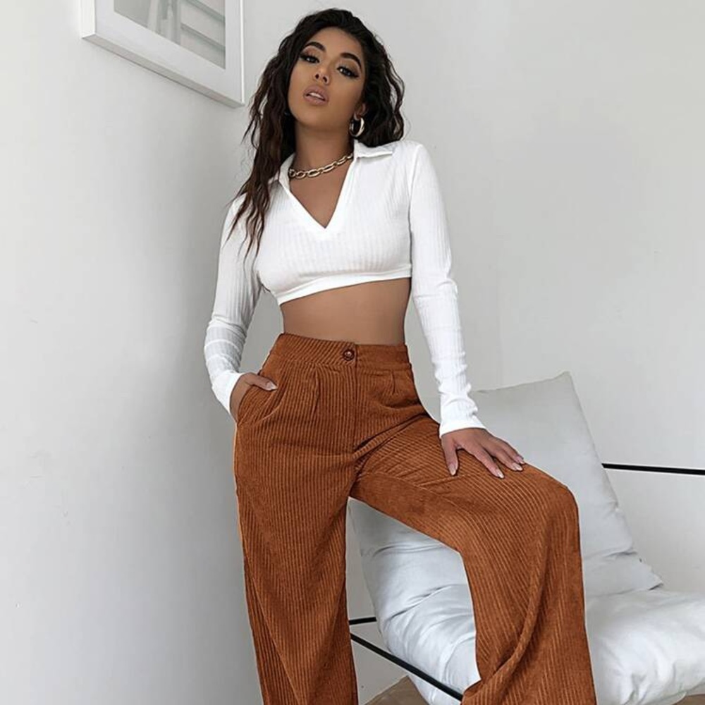 Zara high waisted corduroy pants